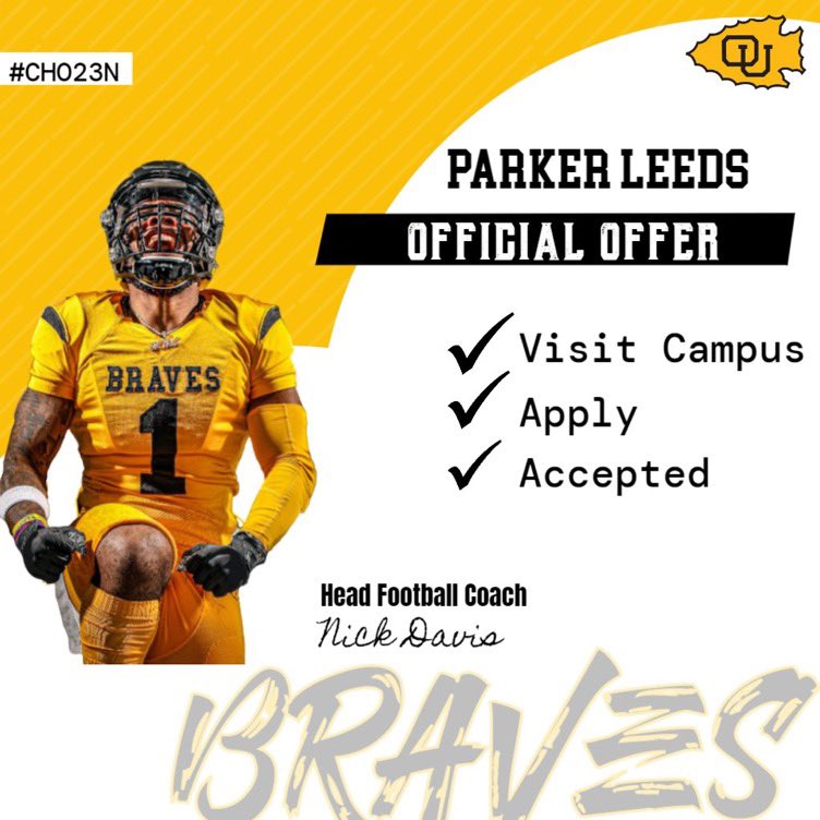 #AGTG After a great visit I am blessed to receive my first offer from <a href="/OttawaBravesFB/">Ottawa Braves Football</a> Thank you <a href="/CoachHennes/">Tyler Hennes</a> <a href="/CoachNickDavis/">Nick Davis</a> @FootSpartanBall