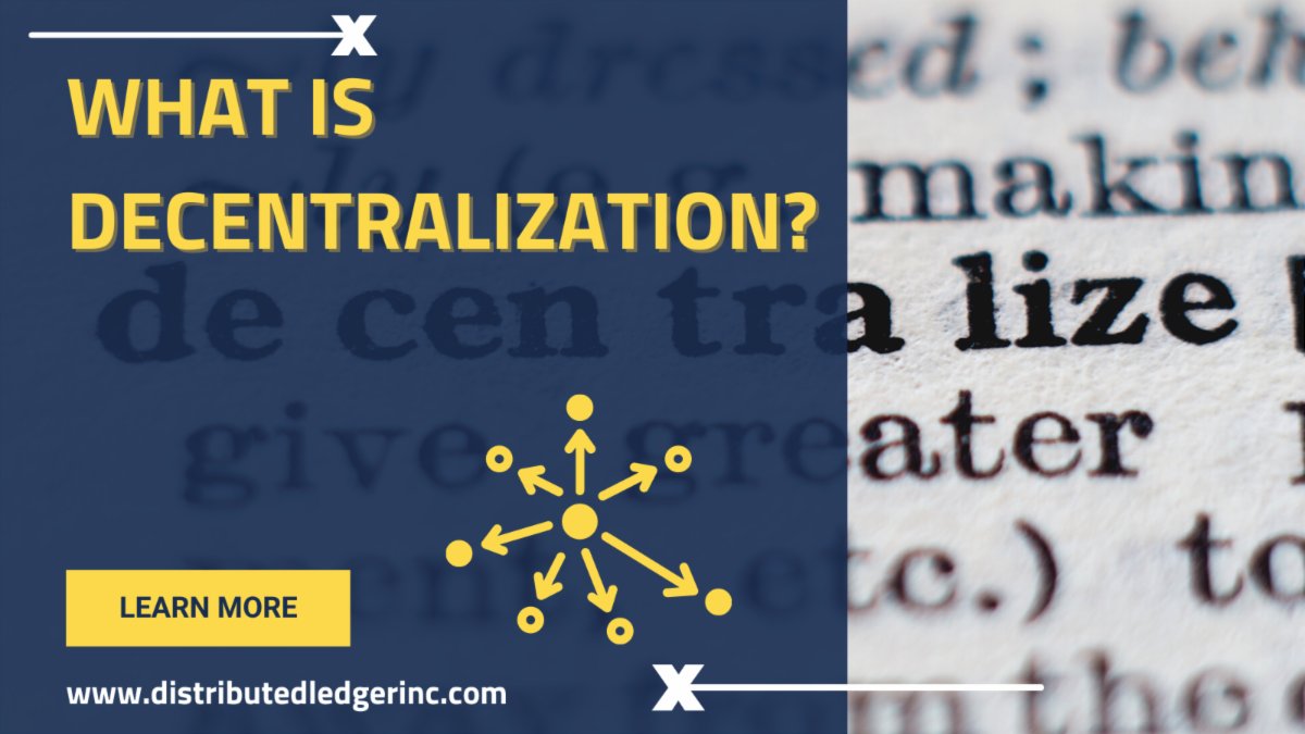 What is Decentralization?

Decentralization is when there is no single entity in control. In the world of crypto and blockchain that basically means that there is no single entity in control of the currency and its values.

Learn more at distributedledgerinc.com

#DLI #Crypto