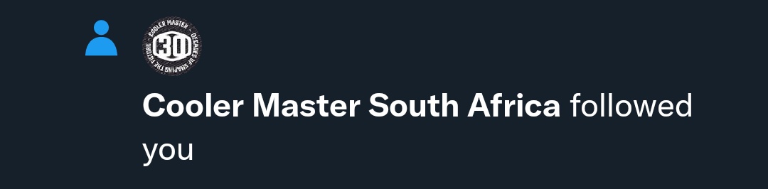 shenz63's tweet photo. Thank you so much for the follow, @CoolerMasterSA_! ☺️
You guys are absolutely awesome and I'm so grateful to have been made a part of your incredible journey here in SA, as well as learning about your past, present and future! ❤️
#30YearsOfBeingCool #ForwardTogether https://t.co/WvSlxY7lB2