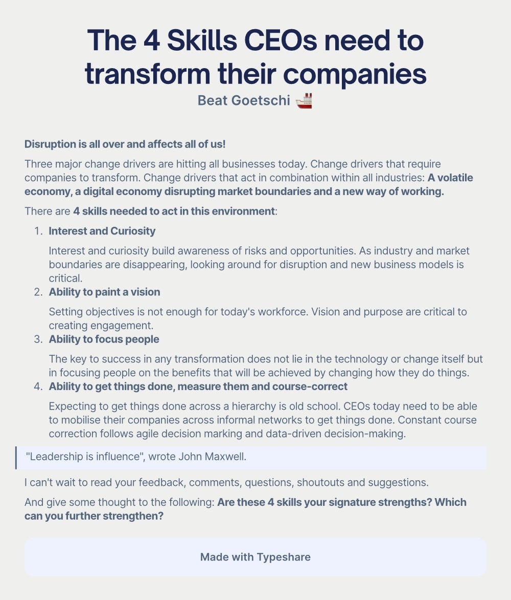 beatgoetschi's tweet photo. The 4 Skills CEOs need to transform their companies https://t.co/10MEGV23nM