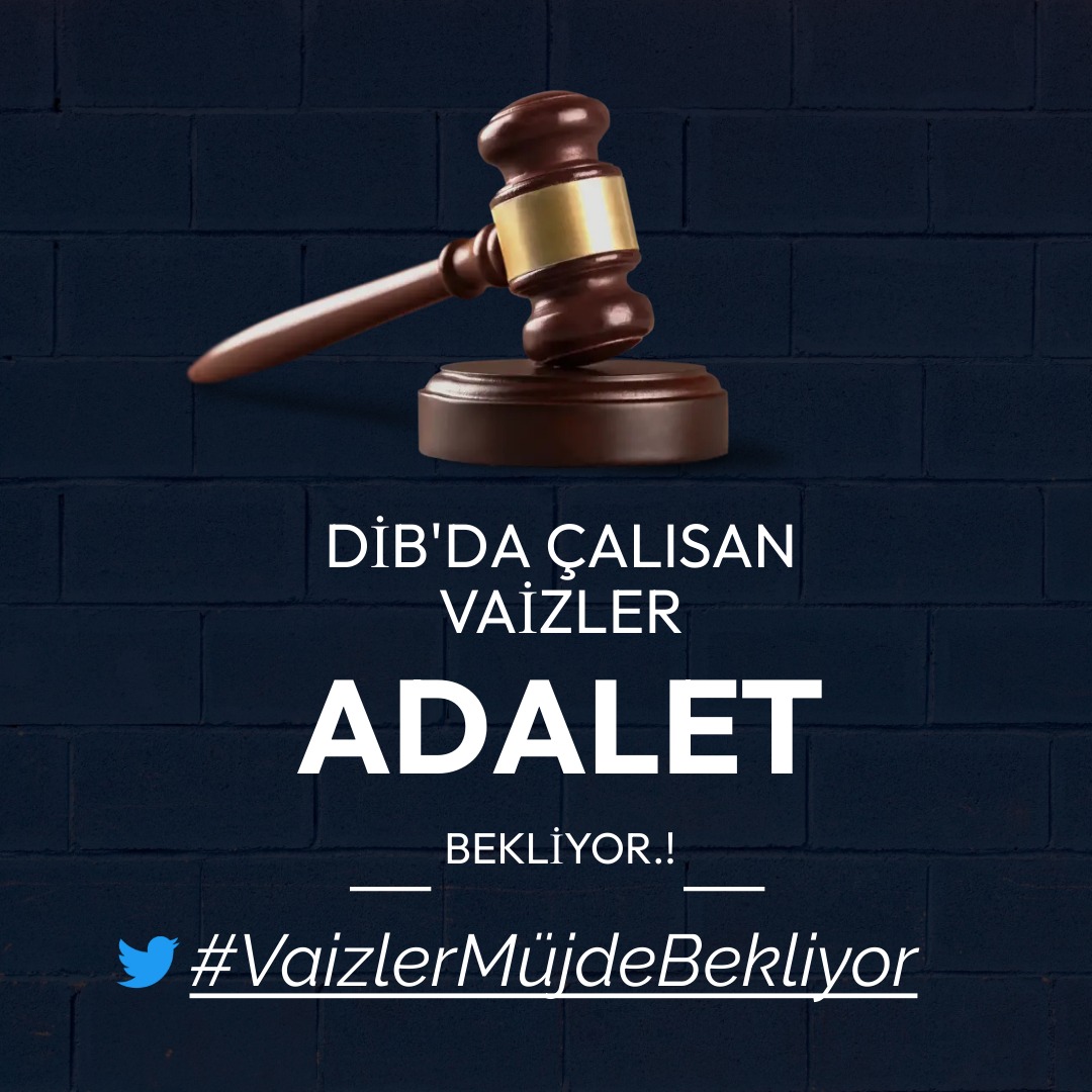 🇹🇷Devletimizin kararı:
"Eşit İşe Eşit Maaş"
🇹🇷DİB Yönetmeliği:
"Baş Vaizler İl Müftü Yardımcısı, Vaiz kadrosu da Şube Müdürü ile EŞDEĞER KADRODUR" dediği halde 40 yıldır bize yapılan zulmü siz ortadan kaldırmazsanız kim ne zaman kaldıracak?
<a href="/RTErdogan/">Recep Tayyip Erdoğan</a> <a href="/fuatoktay/">Fuat Oktay</a> <a href="/emrullahisler/">Emrullah İŞLER</a>