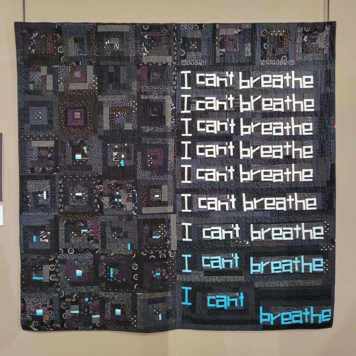 NatQuiltMuseum's tweet photo. Quilts in the exhibit "Say Your Piece-Black Women: Mothers, Martyrs, and Misunderstood" are layered w/threads of history that connect & impact us a nation.
“The One for Eric Garner”
2015
Hand quilted by Chawne Kimber
Machine pieced & longarm quilted by Pamela Cole
#SayYourPiece https://t.co/xQ6iLFtb44