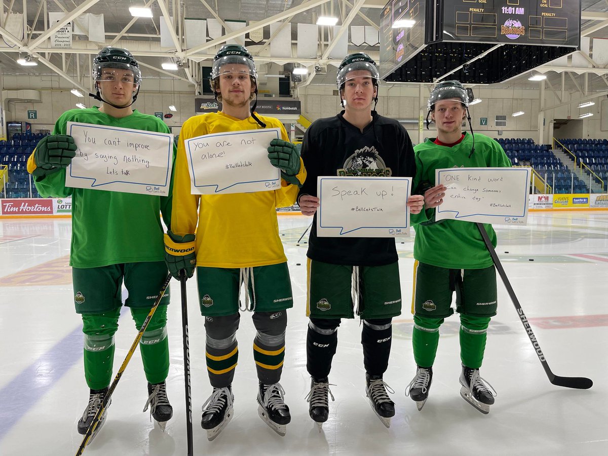 HumboldtBroncos's tweet photo. You Are Not Alone. 
Speak Up. 
#BellLetsTalk https://t.co/oOentSlaXS