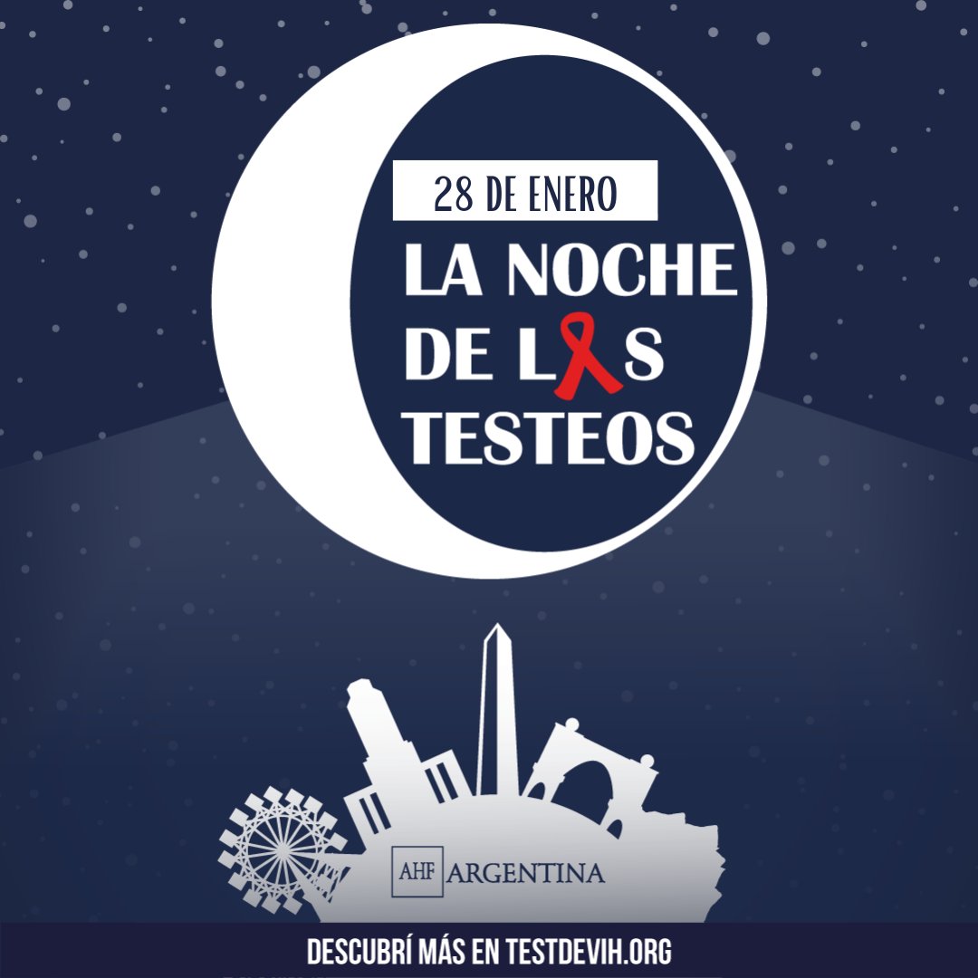 AHFargentina's tweet photo. 🌃#LaNochedelosTesteos es una jornada de concientización para que cada persona conozca su estado serológico.
🤝 Hoy estaremos en más de 25 puntos del país realizando #TestdeVIH. Más info en el siguiente link: https://t.co/4vvwWissYN
¡Te esperamos! #HaceteElTest https://t.co/M50nQIomUZ