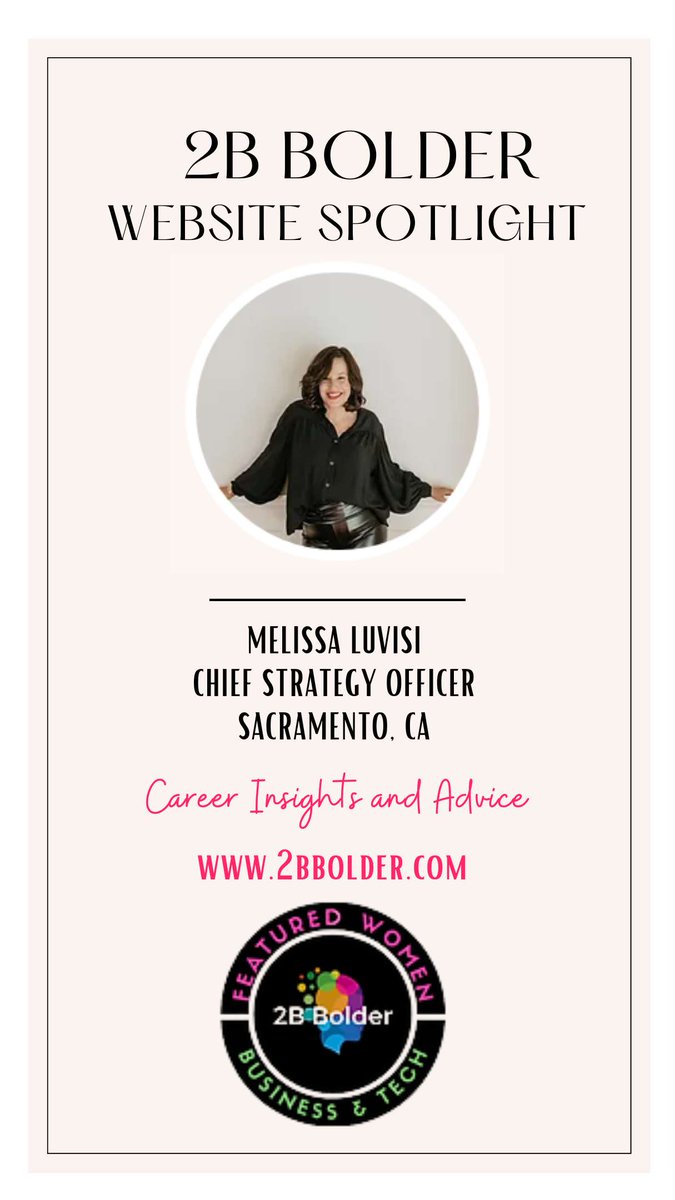 MaryKillelea's tweet photo. What 2B Bolder means to Melissa LuVisi, Chief Strategy Officer (CSO) at tab32
"A lot of people say that women need to be bolder. And while there is some truth to that. I challenge this way ,,,,"
View Mellisa's full spotlight  >>  https://t.co/HkcqJFB3fu
#CareerAdvice https://t.co/WOHNk2F9MV