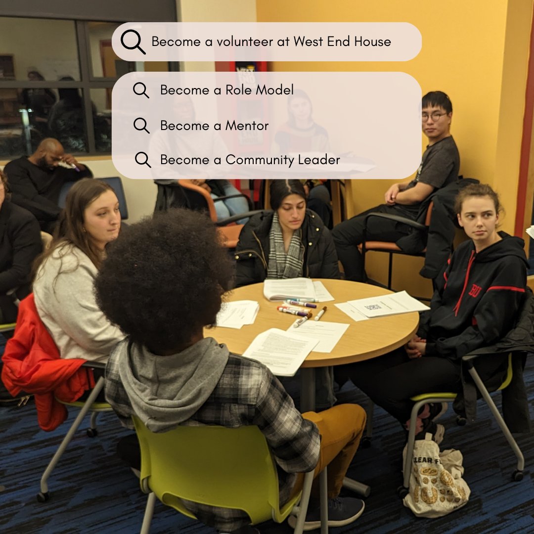 When you become a #volunteer at West End House, you also become a role model, mentor, and community leader. We are accepting committed volunteers on a rolling basis. Check out this link to apply: forms.gle/dJcuGzXWPq7R2L….