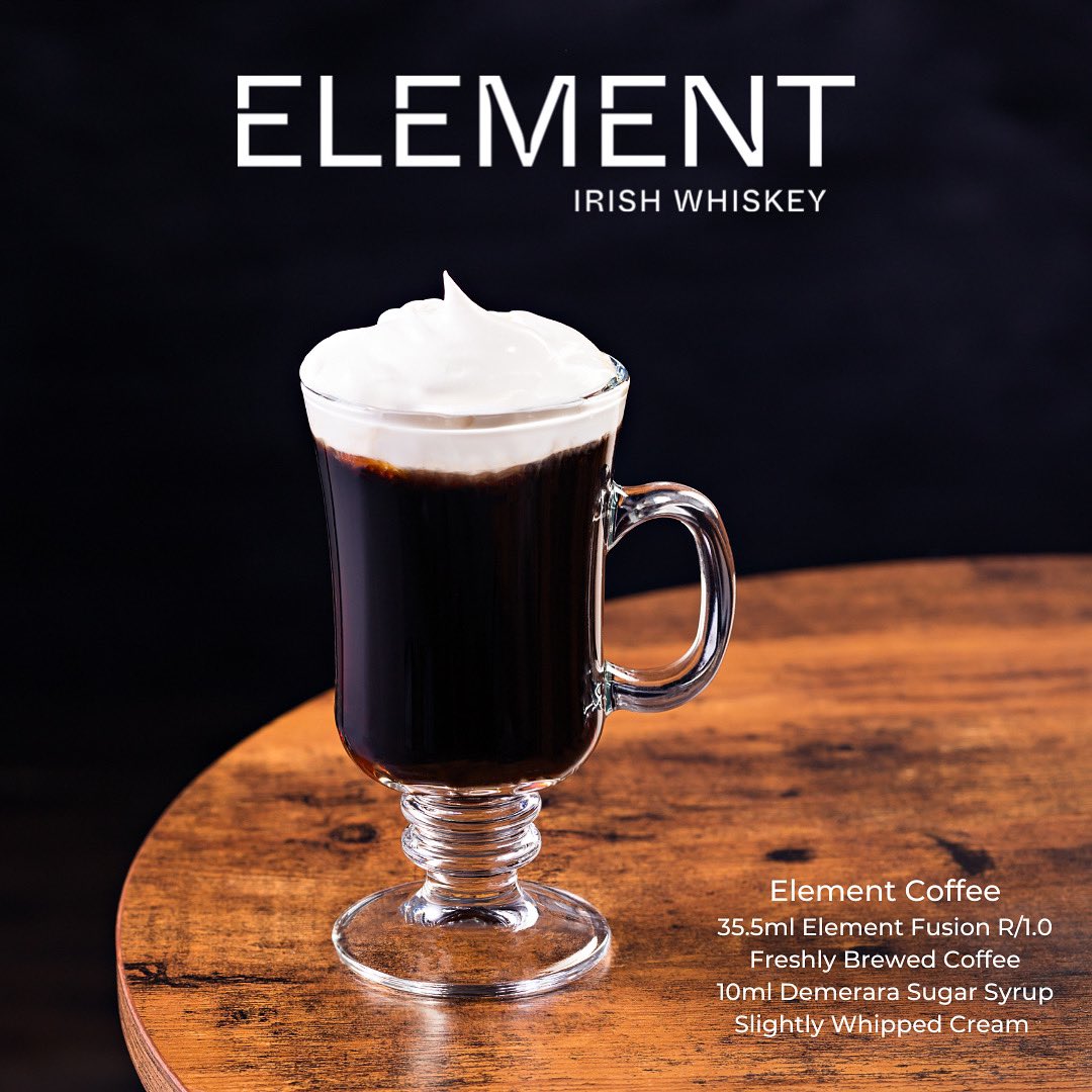 Happy National Irish Coffee Day ☕️🥃

Add the coffee of your choice to 35.5ml of Element Irish Whiskey and 10ml of Demerara Syrup. Stir & top with a dollop of lightly whipped cream to celebrate in style. #InYourElement