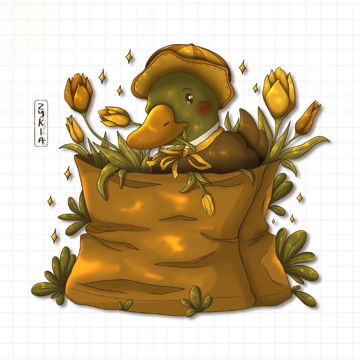 zykia_neyahu's tweet image. petit canard et ses tulipes 🦆✨