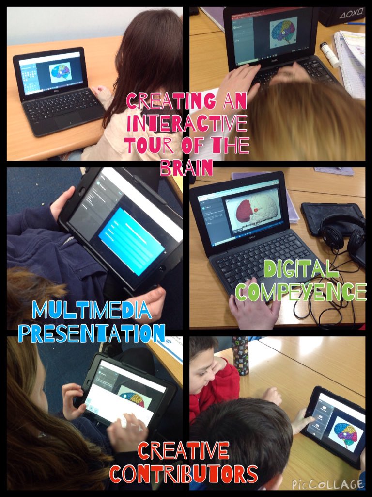 Super #peersupport in Y5 creating #multimedia presentations today @PDCSPrimary Pupils used #Thinglink to create their own interactive tour of the human brain! Such #CreativeContributors brilliant work!  #Brainology #DigitalCompetence