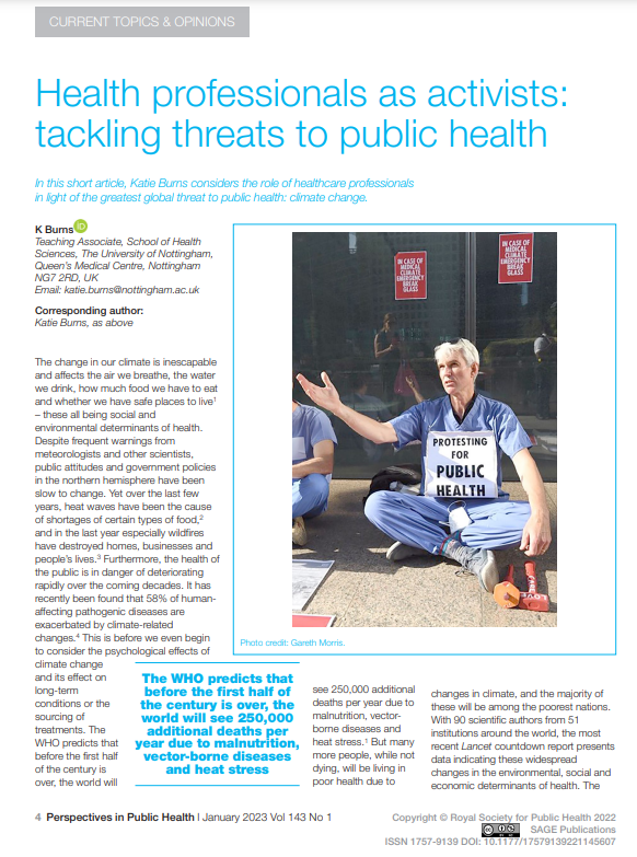 Pleased to see our recent @NatureClimate comment piece cited in this new @RSPH_PPH piece on the rising wave of climate activism by health professionals. Read it here: journals.sagepub.com/doi/full/10.11…