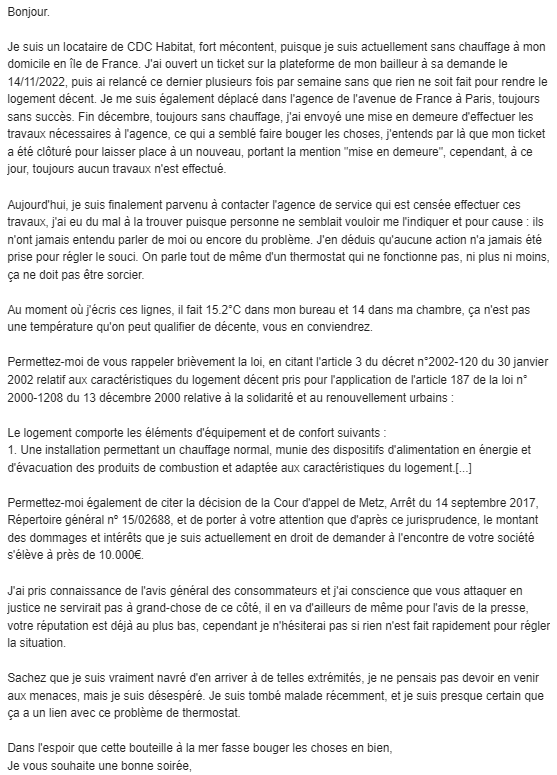 ErwanMich's tweet photo. J'ai même fini par envoyer un mail au plus possible de gens en interne chez CDC, dans l'hypothétique espoir que ça change quoi que ce soit. On en est là... https://t.co/wMbhwzatHY