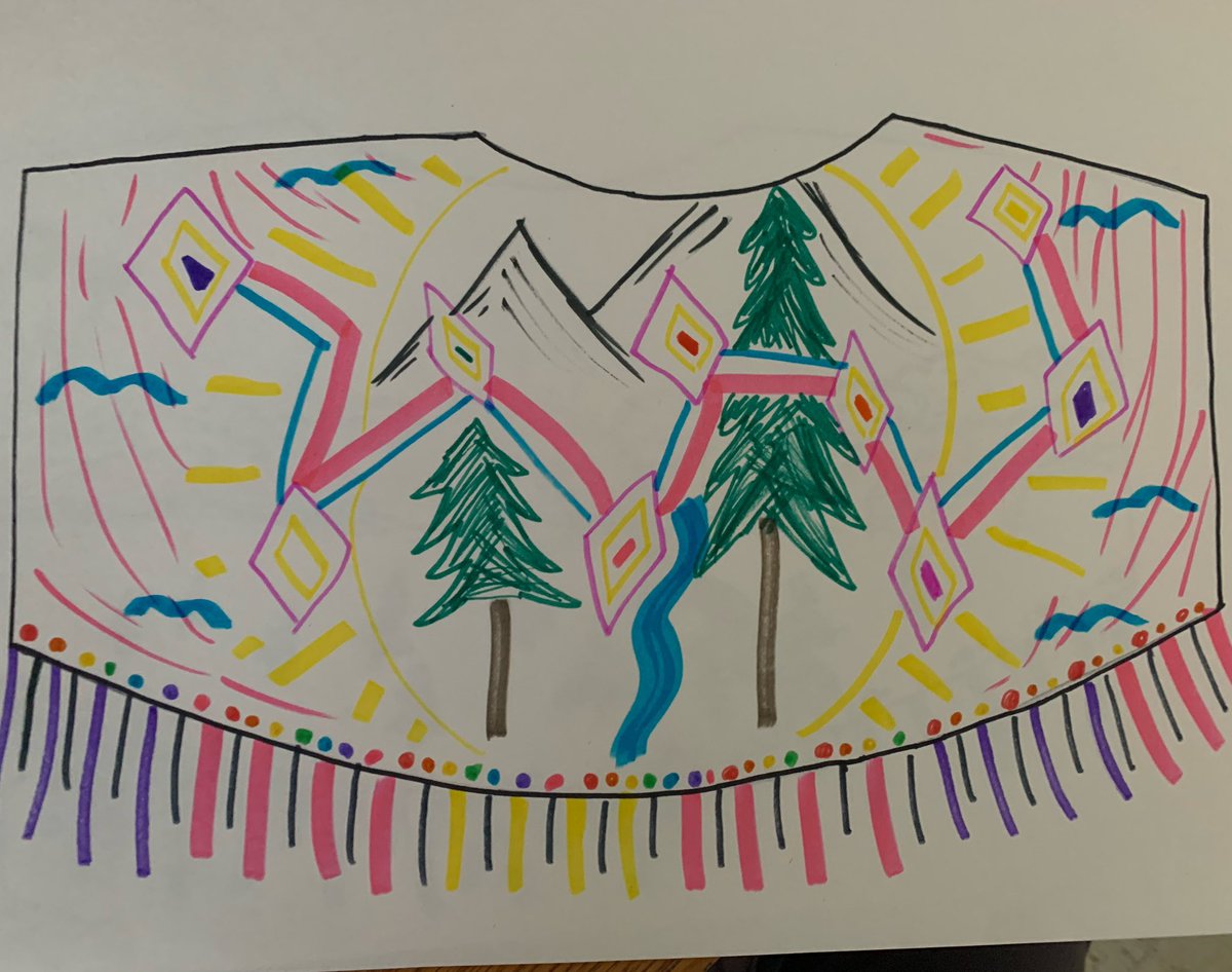 CourtneyWidhalm's tweet photo. In honor of #CrayolaCreativityWeek, Cambria Hoyt in 5th Grade made a fancy shawl to represent herself and her family. #DancingwithTraditions, #FindingmyDance. @Fremont1_BCreek #EveryBobcatEveryDay https://t.co/L89uMQuqth