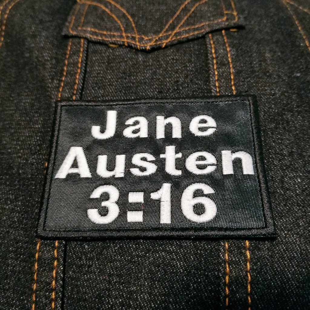 ThreadByDawn's tweet photo. My pick for a surprise entrant in this year's #royalrumble is Mr. Darcy.

Jane Austen 3:16 #embroideredpatches are in stock and ready to ship!

#patch #patchwhore #wrestling #prowrestling #wrastlin
#austin316 #wrestlingpatches #wwe #iwc #janeausten #patchesandpins https://t.co/KVLYksg2Zc