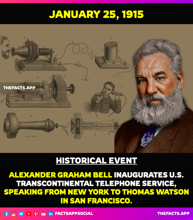 factsappsocial's tweet photo. #OnThisDay #DidYouKnow #January 25, 1915: #AlexanderGrahamBell inaugurates U.S. transcontinental #Telephone service, speaking from New York to #ThomasWatson in #SanFrancisco. Please Like and Retweet. #HallOfFame #invention #science #Graphophone
https://t.co/HT4VCL2v16 https://t.co/iitd1Uf9Kk