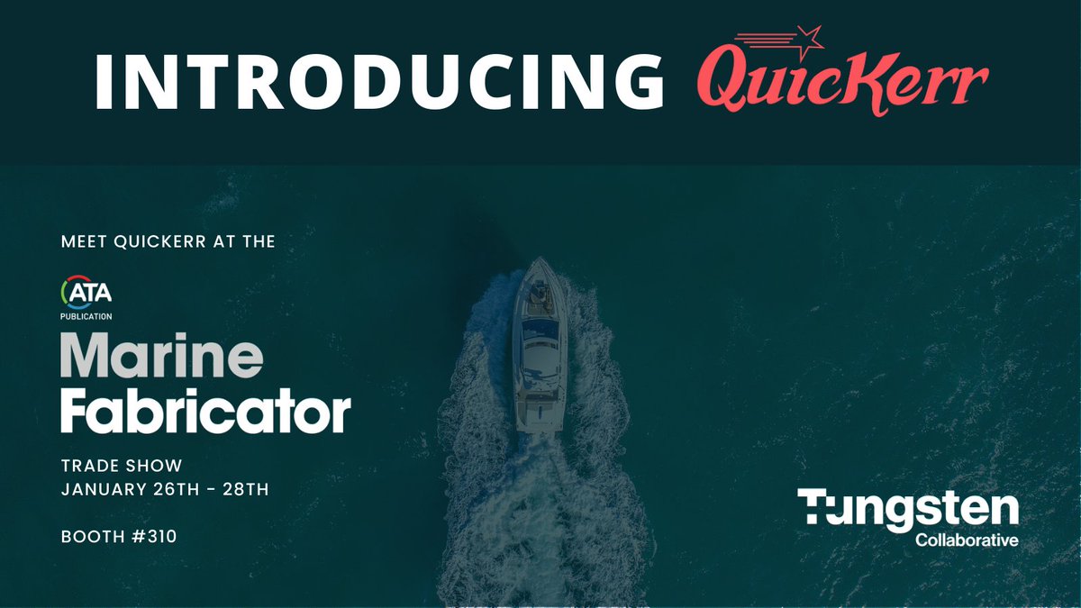 Tungstencollab's tweet photo. We’re attending @MarineFabCon with the #QuicKerr team as they unveil their heavy-duty snap fastener prototype purpose-built for portability and speed in the marine industry.

Find us at booth #310 on Jan. 27th and learn more about QuicKerr here:

https://t.co/K6427SYIet https://t.co/U12mkGLhzW