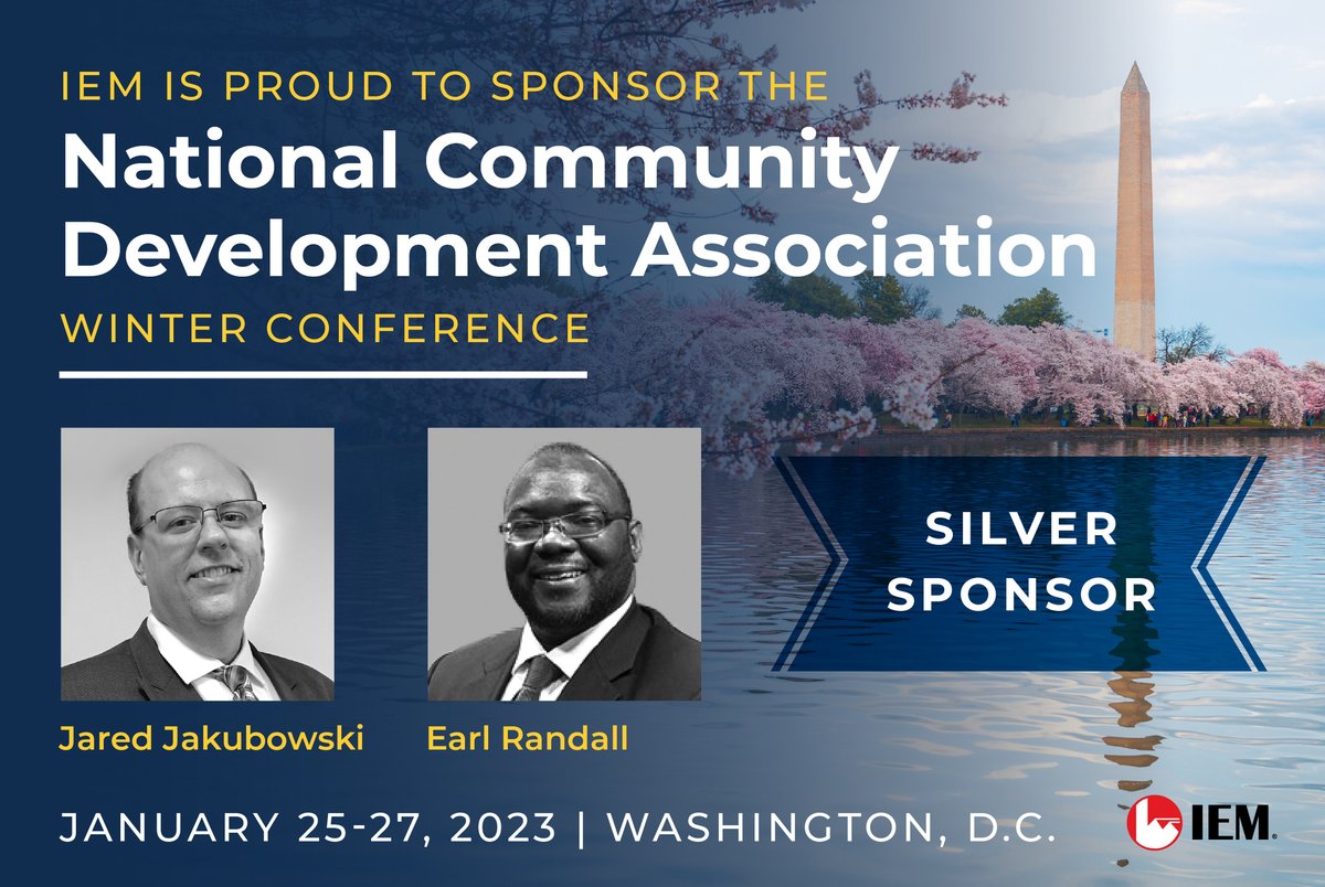 #TeamIEM is proud to be a silver sponsor at this year’s #NCDA2023DC in Washington, D.C.! 🏘️

We look forward to connecting with state and & local professionals on all things #disasterrecovery on our mission to build a safe, secure & resilient world. #communityrecovery #ARPA #IIJA