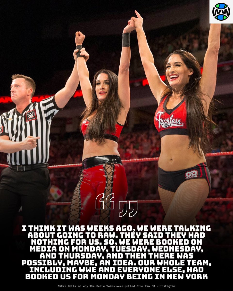 RT @WrestlingWCC: Nikki Bella explains what happened to The Bellas’ Raw 30 appearance https://t.co/uohLq9ni7t
