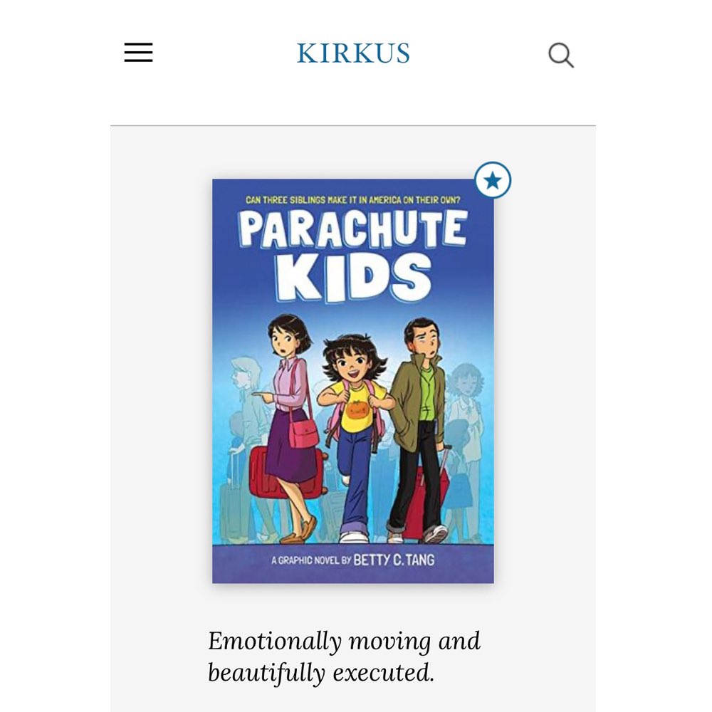 bettyctang's tweet image. ⭐️Wow, THANK YOU SO MUCH @KirkusReviews for bestowing Parachute Kids the coveted Kirkus Star! I am truly humbled and grateful by your kind review. 🙏🙏🙏 #kidlit #kirkus