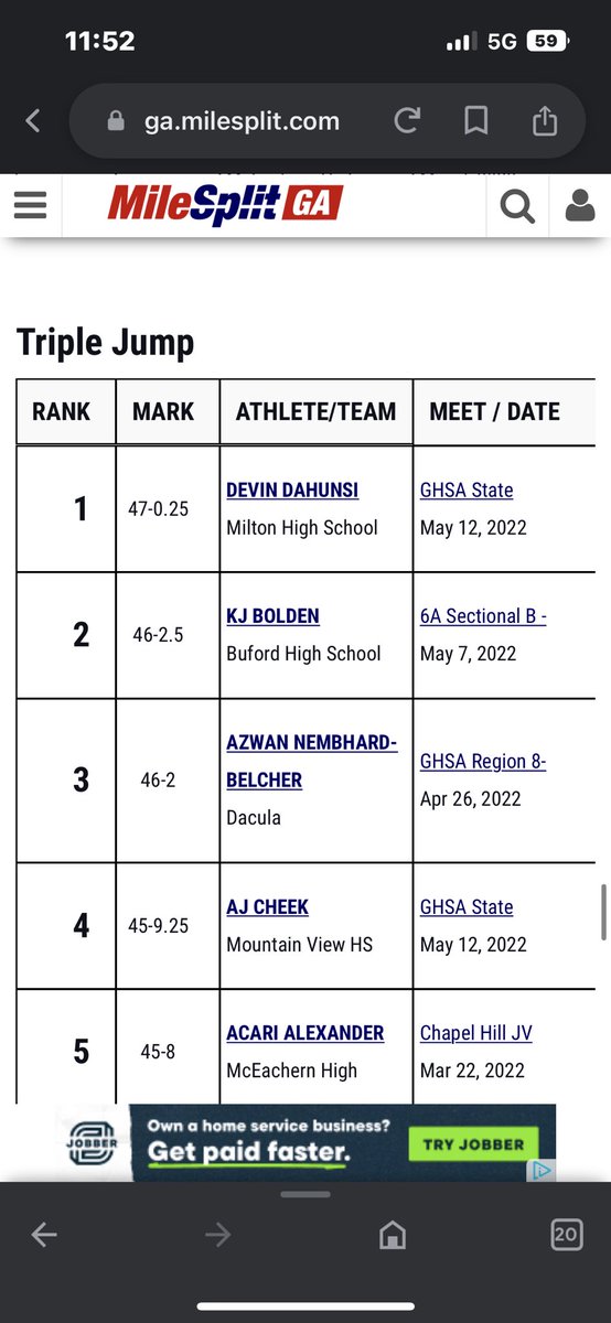 DahunsiDevin's tweet photo. Named the #1 returning triple jumper in ga region 7A excited for the season! https://t.co/1TSXrbOar3