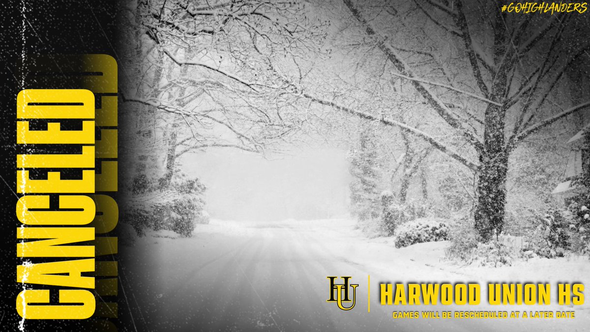 All after school activities have been canceled for Harwood due to the impending storm. 

This includes games, practices, rehearsals, club meetings, etc. #GoHighlanders