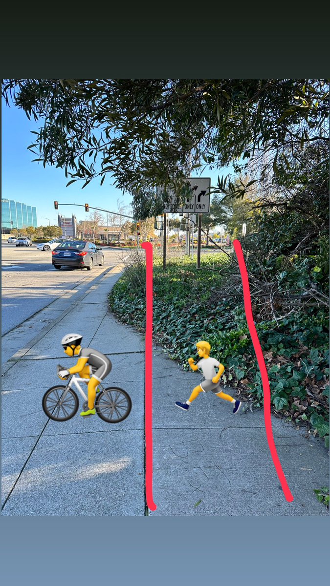 SloKat78's tweet photo. @CityofSanMateo For additional clarification this here is a pic. According to the marking on the sidewalk leading up to this. The left side is the bike lane and the right is for pedestrians https://t.co/oVC5QS2awW