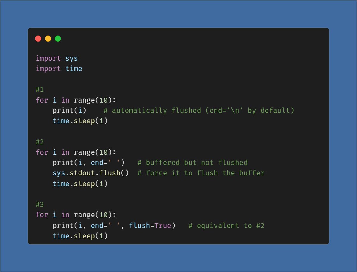 pythonnotes's tweet image. Python uses data buffer to temporarily store data before it is sent to output device.