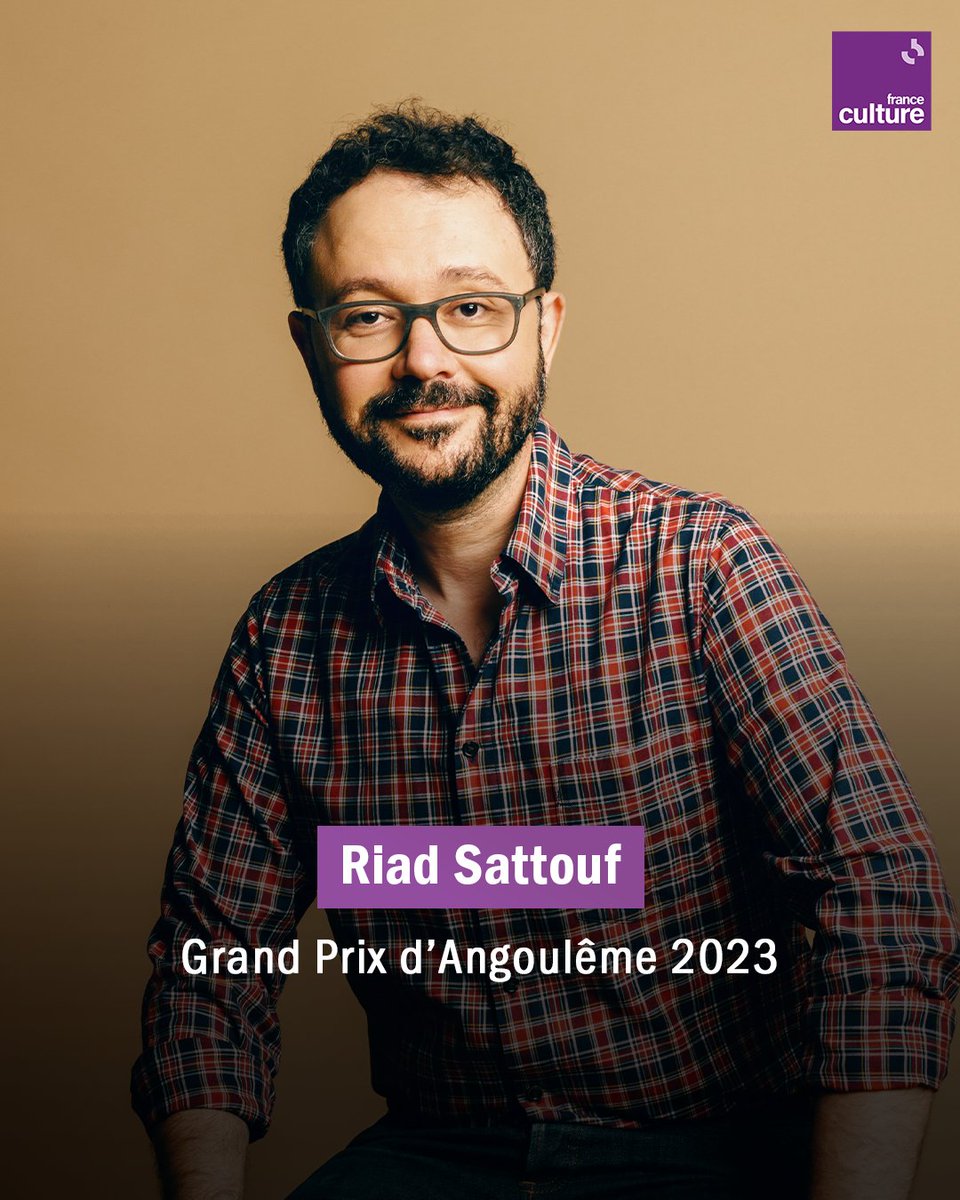 franceculture's tweet photo. Riad Sattouf remporte le Grand Prix BD du Festival de la bande dessinée d’Angoulême. #FIBD2023 

Ce prix récompense l’ensemble de son œuvre notamment marquée par “L’Arabe du Futur”, "Pascal Brutal" ou les  "Les Cahiers d'Esther". 

➡️ https://t.co/q99gN5jHGz https://t.co/NQyisGIKBe