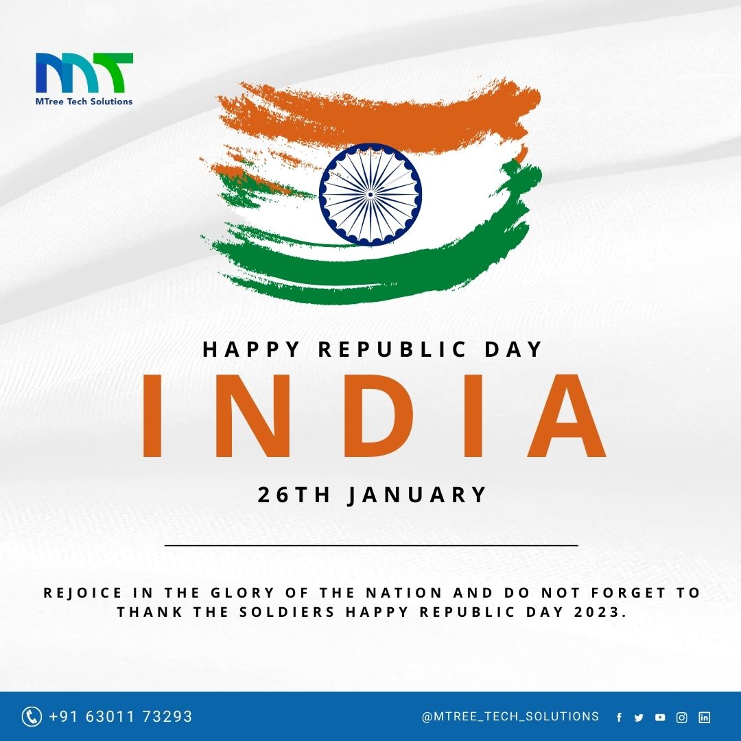 mtree_tech's tweet photo. On this day, letโs promise that we will enrich and preserve our heritage and ethos. Happy Republic Day!
#happyrepublicday #mtree #makeinindia #republicday #softwaredeveloper #websitedesign #ai #ml #webdesign #cybersecurity #bootstrap #springboot #india #indianarmy #republicindia https://t.co/bazEGi1iV1
