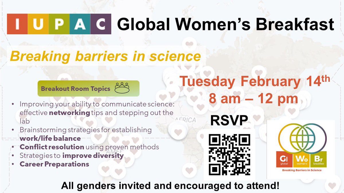 GWICatVT's tweet photo. We are excited to participate in this year’s @IUPAC Global Women’s Breakfast #GWB2023 Please join us for breakout room discussions and support diversity in science!👩‍🔬

RSVP: https://t.co/2jCVfgVUM5

GWB: https://t.co/riJhSeDBzR https://t.co/NshLiehlDD