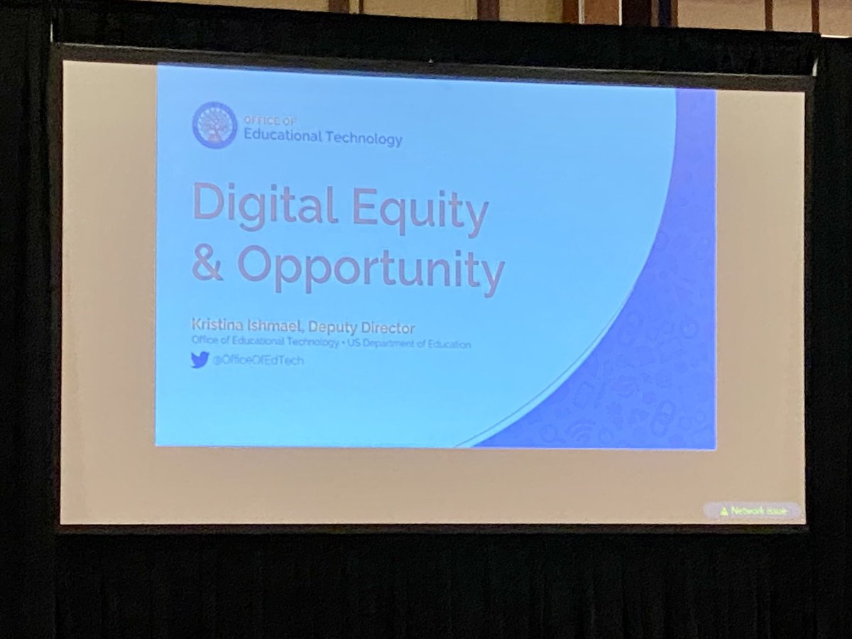 Keynote speaker - @kmishmael, deputy director, Office of Ed Tech, kick off #techspo23 discussing digital equity & opportunity. @EricCrespoEDU