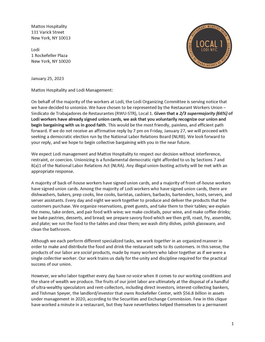 rwu_str's tweet photo. We are thrilled to announce that the workers at Lodi in Rockefeller Center are unionizing with RWU-STR! https://t.co/zgihE2AVqJ