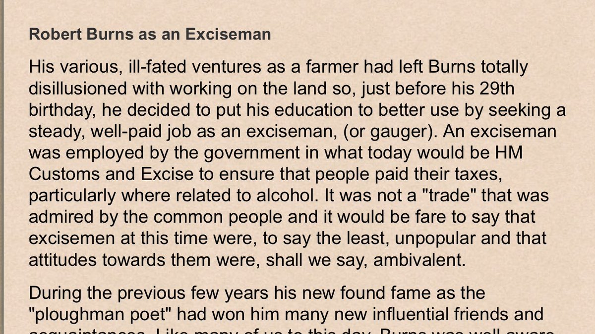 @nadhimzahawi Did you know that Robert Burns worked as an Exciseman ? Employed by the government to ensure people paid their taxes.