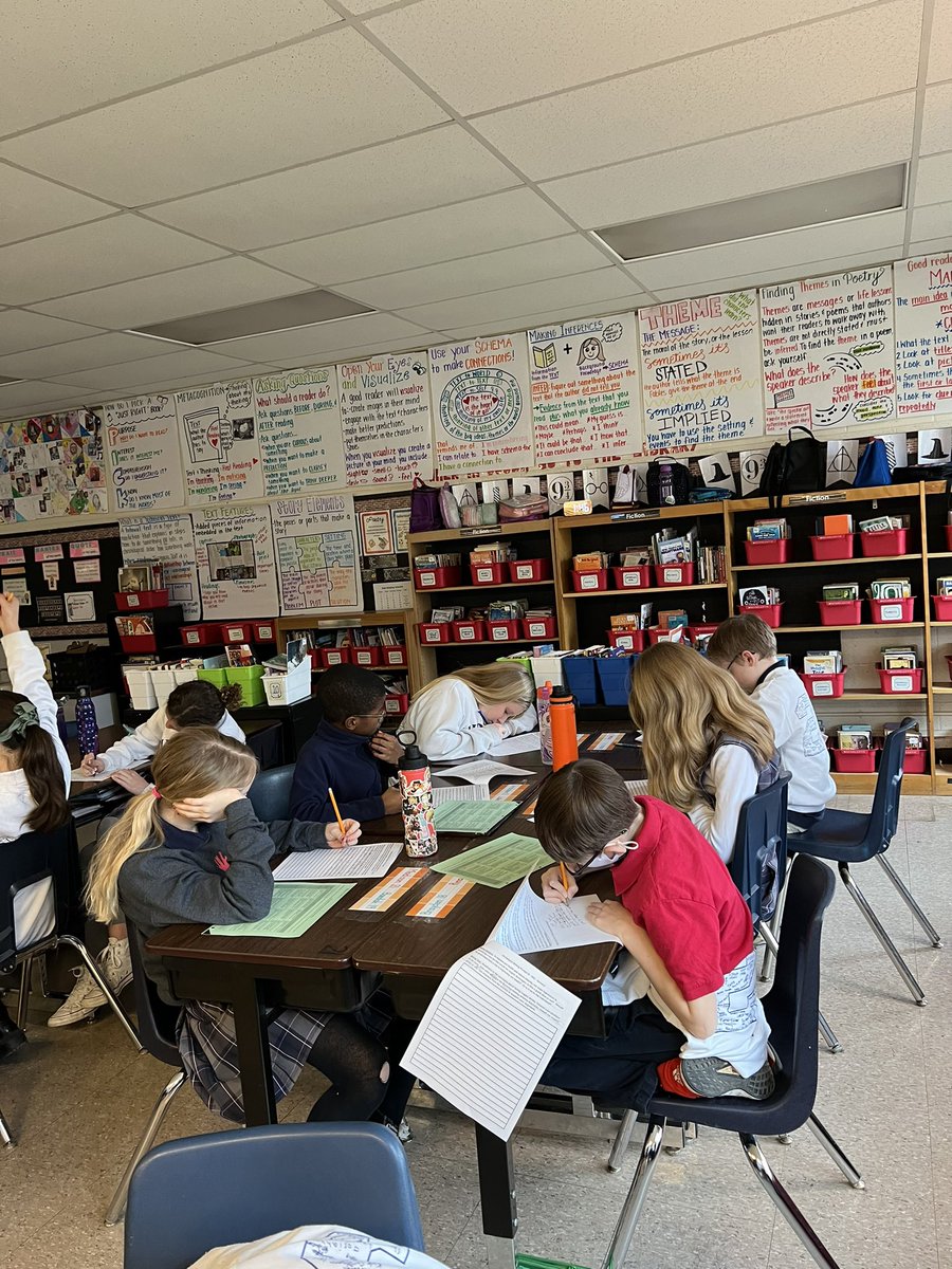 mrsherberger's tweet photo. Caution: writers hard at work! These kiddos worked so hard on their Winter On-Demand assessment! I cannot wait to read them! #ilovemyjob #writinggalore #wingsup @AudubonES https://t.co/2dEVvOzksL