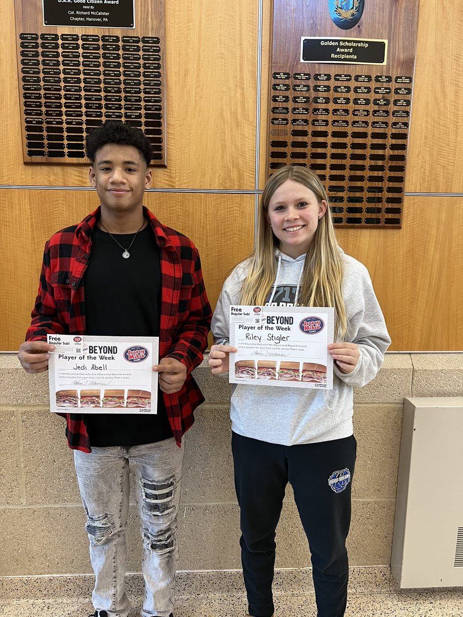 Congratulations to our Above and Beyond Players of the Week from last week: Riley Stigler- Girls Basketball, and Jedi Abell- Wrestling! #astudentabove #hpsdawesome