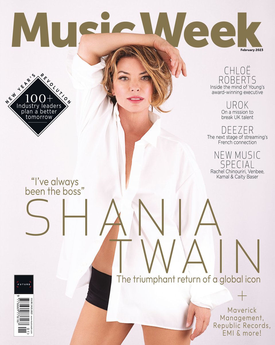 UMG's tweet photo. "𝑻𝒉𝒆 𝒕𝒓𝒊𝒖𝒎𝒑𝒉𝒂𝒏𝒕 𝒓𝒆𝒕𝒖𝒓𝒏 𝒐𝒇 𝒂 𝒈𝒍𝒐𝒃𝒂𝒍 𝒊𝒄𝒐𝒏.” 

@ShaniaTwain graces the cover of @MusicWeek to talk about her upcoming new album and life as a boss. 👑
↳ https://t.co/kjWohYYdLe https://t.co/EUY3BX5NZd