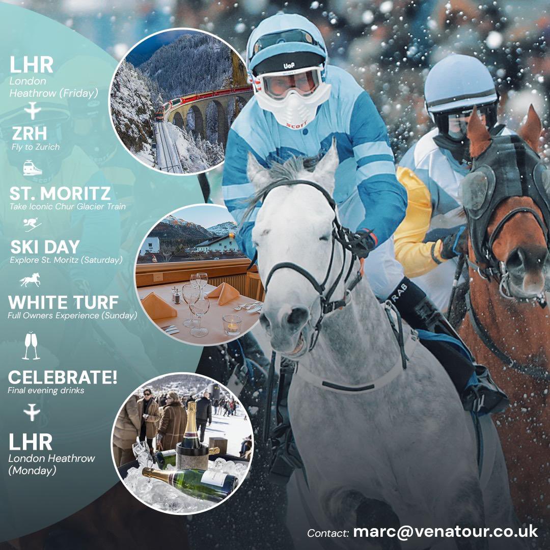 Our inaugural tour to St Moritz next weekend is fully booked but there are spaces on 17-20th Feb 

#WhiteTurf2023