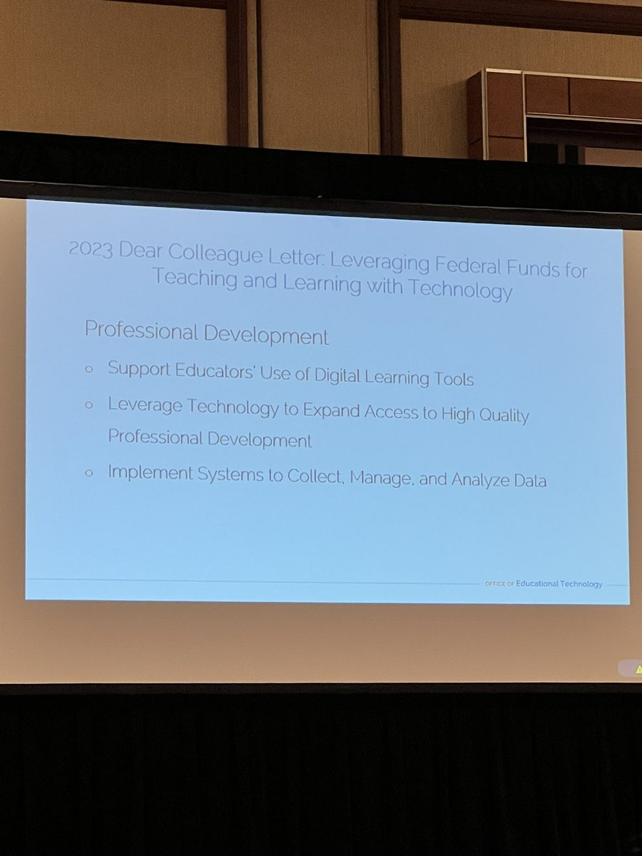 Enjoying hearing @kmishmael this morning here at #TECHSPO23 and learning more about the OET @OfficeofEdTech #educationaltechnology #edtech