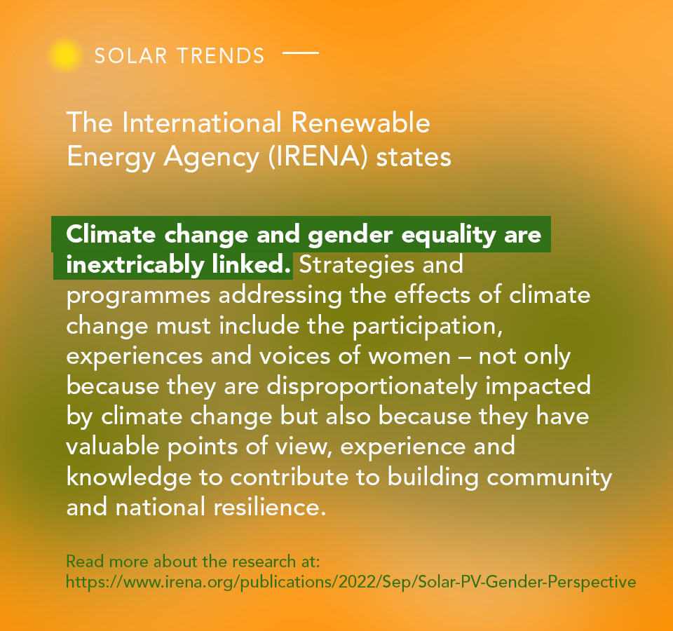 ProjectTsehigh's tweet photo. Solar the fast-growing renewable energy sector, solar has the best gender balance compared to other industries according to @IRENA 🌞 🔌 
Women are creating their own solar companies and pursueing a career in clean energy in this male-dominated industry. https://t.co/SQ4uVSLWVM https://t.co/EqrOthAgA5