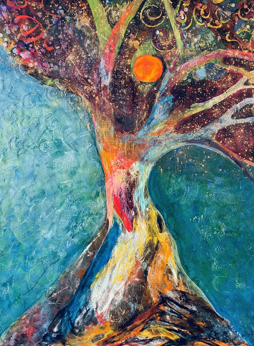alexiaroseart's tweet image. 36’x 48 Mixed Media Painting inspired by glorious Trees #painting #art #abstractfigurative #mixedmedia #treepainting