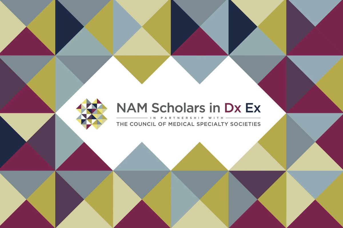 Advancing equity, improving diagnosis, and reducing diagnostic errors at the national level. 

The NAM Scholars in Diagnostic Excellence Program, run in partnership with @CMSSmed, is now accepting applications until March 1!  bit.ly/3CzC7bJ #NAMDxEx