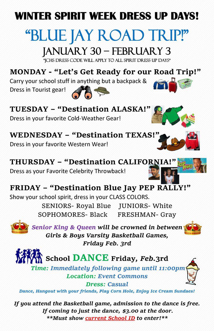 Blue Jay Road Trip starts next week! It’s time to celebrate Winter Homecoming!