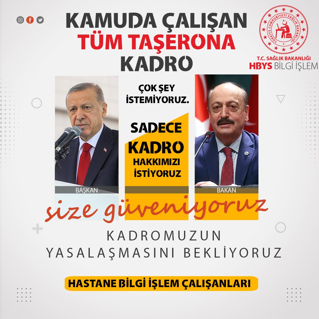 Kadrosuz Hbys (@frkntsb55) on Twitter photo ÖnceTaşeron SonraSeçim <a href="/Akparti/">AK Parti</a> <a href="/csgbakanligi/">T.C. Çalışma ve Sosyal Güvenlik Bakanlığı</a> <a href="/vedatbilgn/">Vedat Bilgin</a> <a href="/kilicdarogluk/">Kemal Kılıçdaroğlu</a> <a href="/HMBakanligi/">T.C. Hazine ve Maliye Bakanlığı</a> @arzuerdemDB <a href="/dbdevletbahceli/">Devlet Bahçeli</a> <a href="/meral_aksener/">Meral Akşener</a> ÖnceTaşeron SonraSeçim <a href="/Akparti/">AK Parti</a> <a href="/csgbakanligi/">T.C. Çalışma ve Sosyal Güvenlik Bakanlığı</a> <a href="/vedatbilgn/">Vedat Bilgin</a> <a href="/kilicdarogluk/">Kemal Kılıçdaroğlu</a> <a href="/HMBakanligi/">T.C. Hazine ve Maliye Bakanlığı</a> @arzuerdemDB <a href="/dbdevletbahceli/">Devlet Bahçeli</a> <a href="/meral_aksener/">Meral Akşener</a>