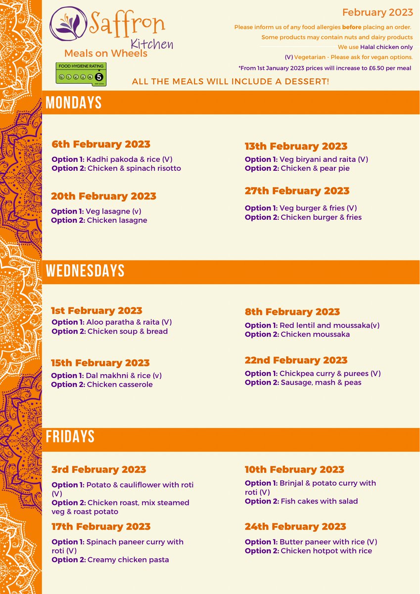 AsianAssociati1's tweet photo. We’re happy to share with you our February menu, with another month of delicious meals with each day having two choices (one veggie)
Each meal coming with an amazing home made dessert.
#cooking #mealdays #traditionalmeals #food #localfoods #volunteer #community #authentic https://t.co/jcLjzSaK2a