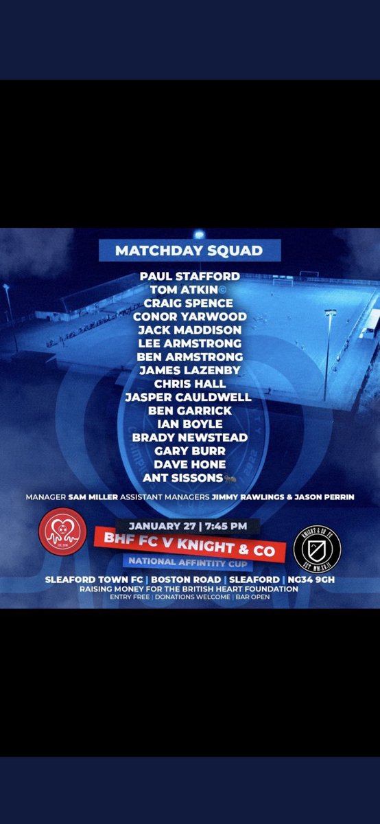 First game back after knee surgery at one of the old stomping grounds <a href="/SleafordTownFC/">Sleaford Town F.C.</a> ….been playing on one leg for about 9years so looking forward to it!. Big game for the boys so if you have nothing better to do Friday evening come on down it’s free entry!!