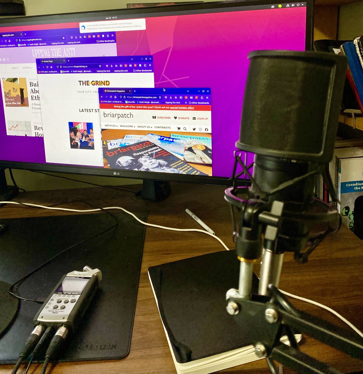 Thank you to ⁦<a href="/colonizedmutant/">Secret Agent Lover Woman</a>⁩, ⁦<a href="/saima_desai/">Saima Desai</a>⁩, and ⁦<a href="/dgrdon/">Dave Gray-Donald</a>⁩ for the interview just now about the state and future of grassroots media in so-called Canada. Listen for it on ⁦<a href="/TalkingRadical/">TalkingRadical.ca</a>⁩ Radio in a few weeks!