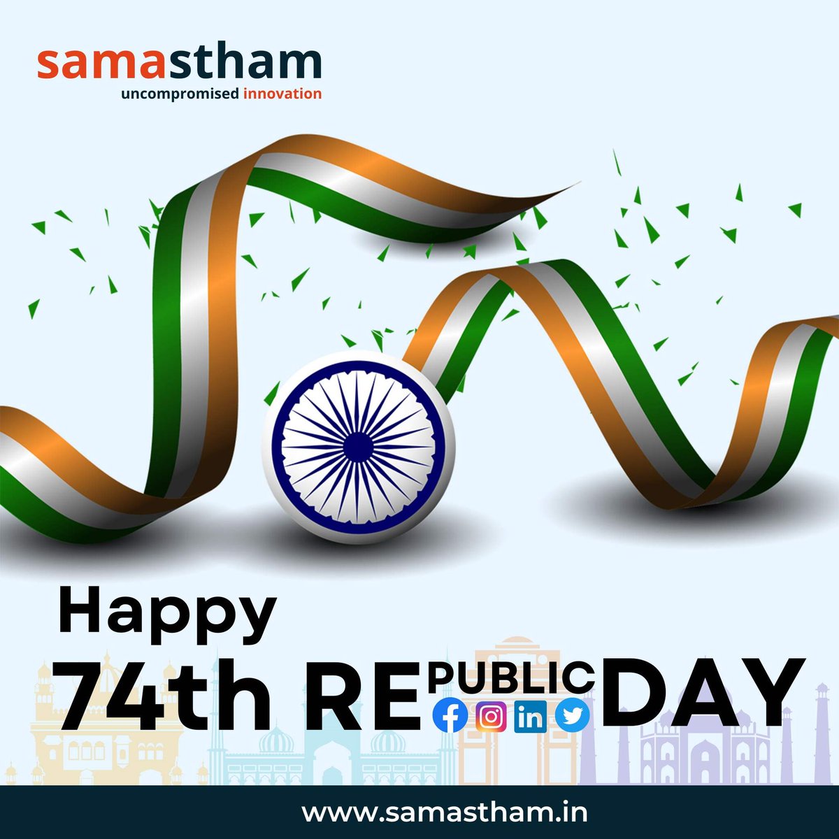 SamasthamDotin's tweet photo. With the feeling of patriotism and respect for the nation, join hand in hand and celebrate the day. 
Happy 74th Republic Day
#Independenceday #Independece #India #Jaihind #Vandematram https://t.co/0z21UZJG7s