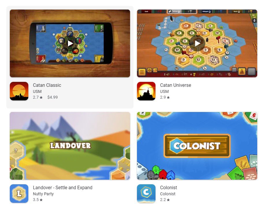 If our app had multiple languages and worked offline it would be 4.5! But hey we’re still winning! #catan #catanuniverse #landover #boardgames