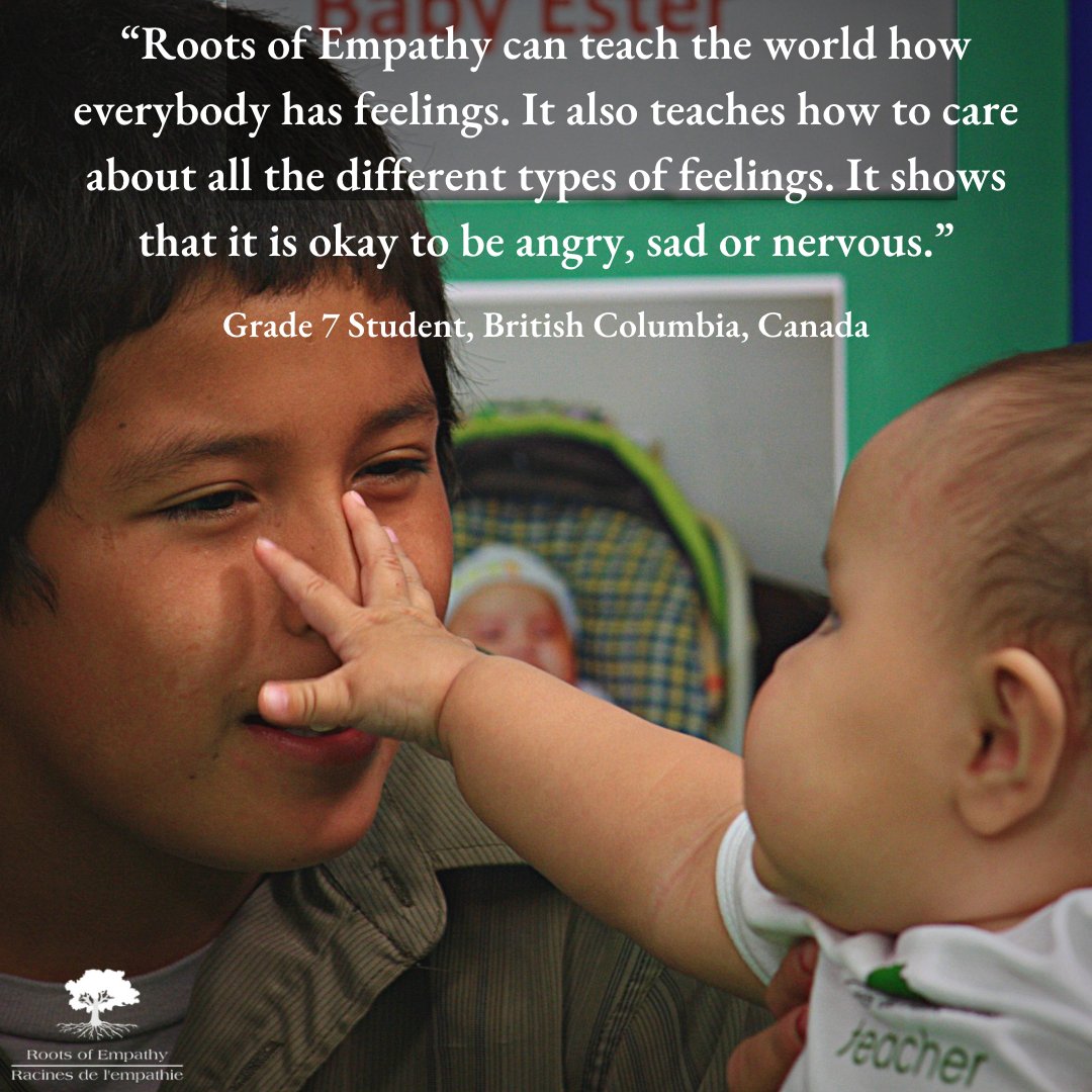 RootsofEmpathy's tweet photo. ROE teaches the world all about feelings. Understanding and managing emotions is important for the development &amp; #mentalhealth of children. Recognizing and naming emotions helps children understand emotions. This lays the groundwork for managing emotions. @Bell_LetsTalk https://t.co/JvktGMsBxX