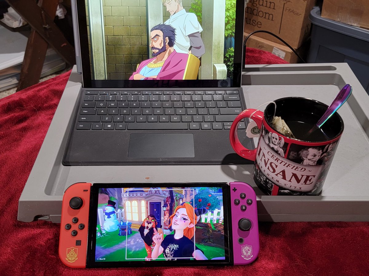 _WildInstinct_'s tweet photo. When you're feeling icky the best cure is tea, anime, and a cozy game 🥰 #WildInstinct #disney #dlv #dreamlightvalley #disneydreamlightvalley #cozy #cozygame #anime #thatonetimeiwasreincarnatedasaslime #tea #selfcare #floridalife #iloveflorida https://t.co/uOQfxcTePz