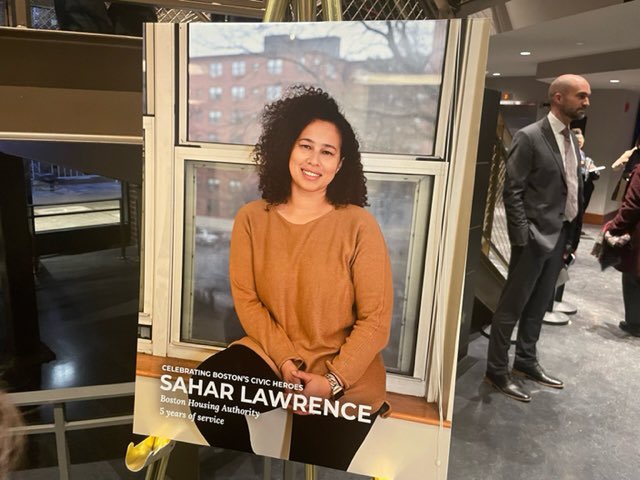BHA_Boston's tweet photo. Three awesome BHA employees are being highlighted as Civic Heroes at @MayorWu‘s first State of the City address. Huge shout out to Sahar Lawrence, Nancy Otero and Duane Nelson! https://t.co/zlmWmYOCX8